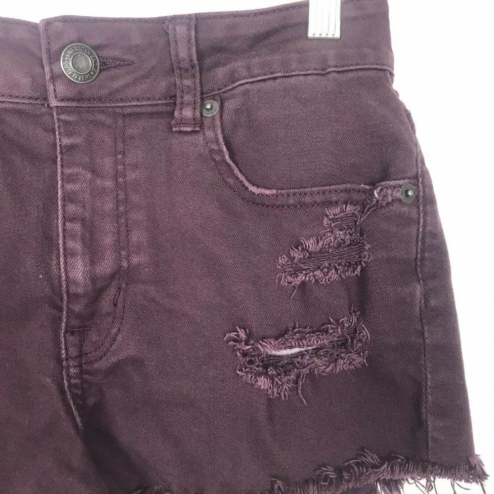 American Eagle Outfitters Burgundy Jean Shorts 4